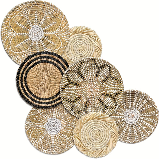 Seagrass Boho Hanging Woven Wall Basket Decor Set