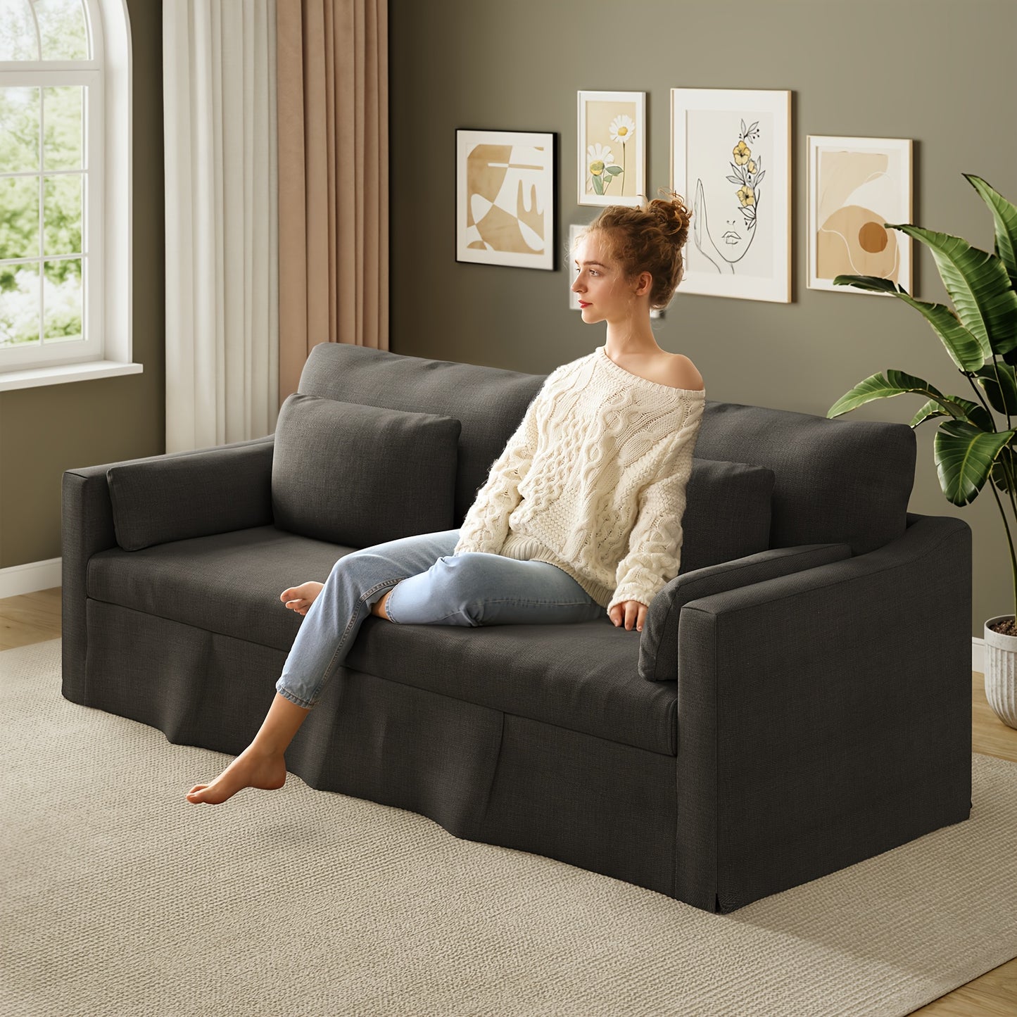 Harbor 84-Inch Coastal Chenille Sofa | 2-Seater with Pocket Spring Cushions