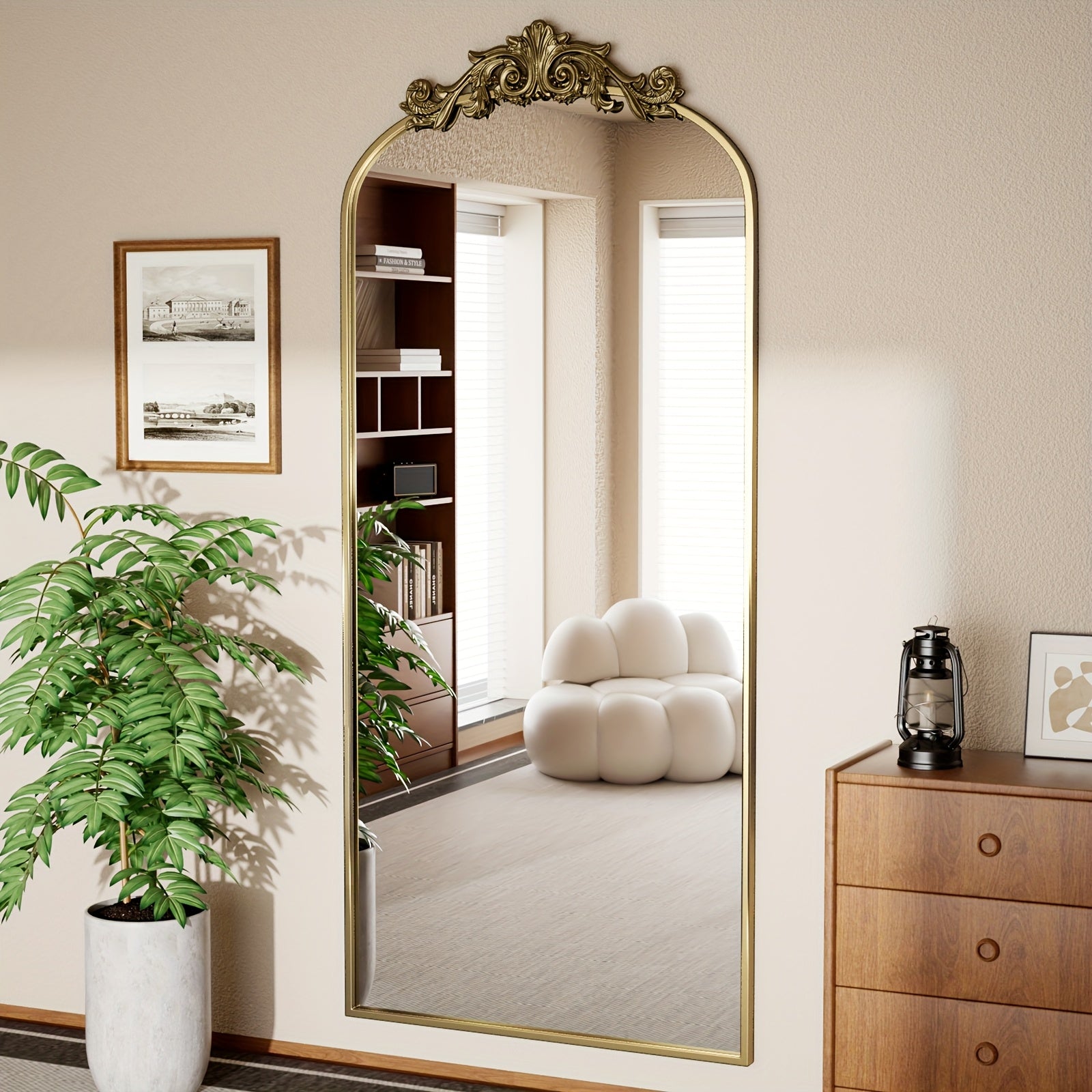 Havenwood Antique Decorative Mirror – Polished Aluminum Frame”