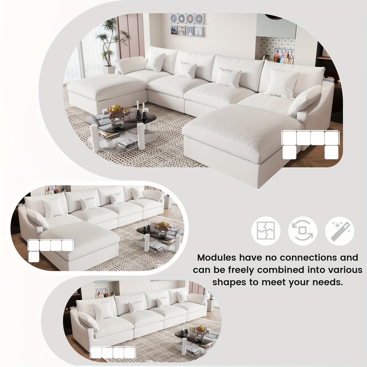 Chic Woods Home Collection — The Fairmount Modular Cloud Sectional - solid wood furniture by Chic Woods