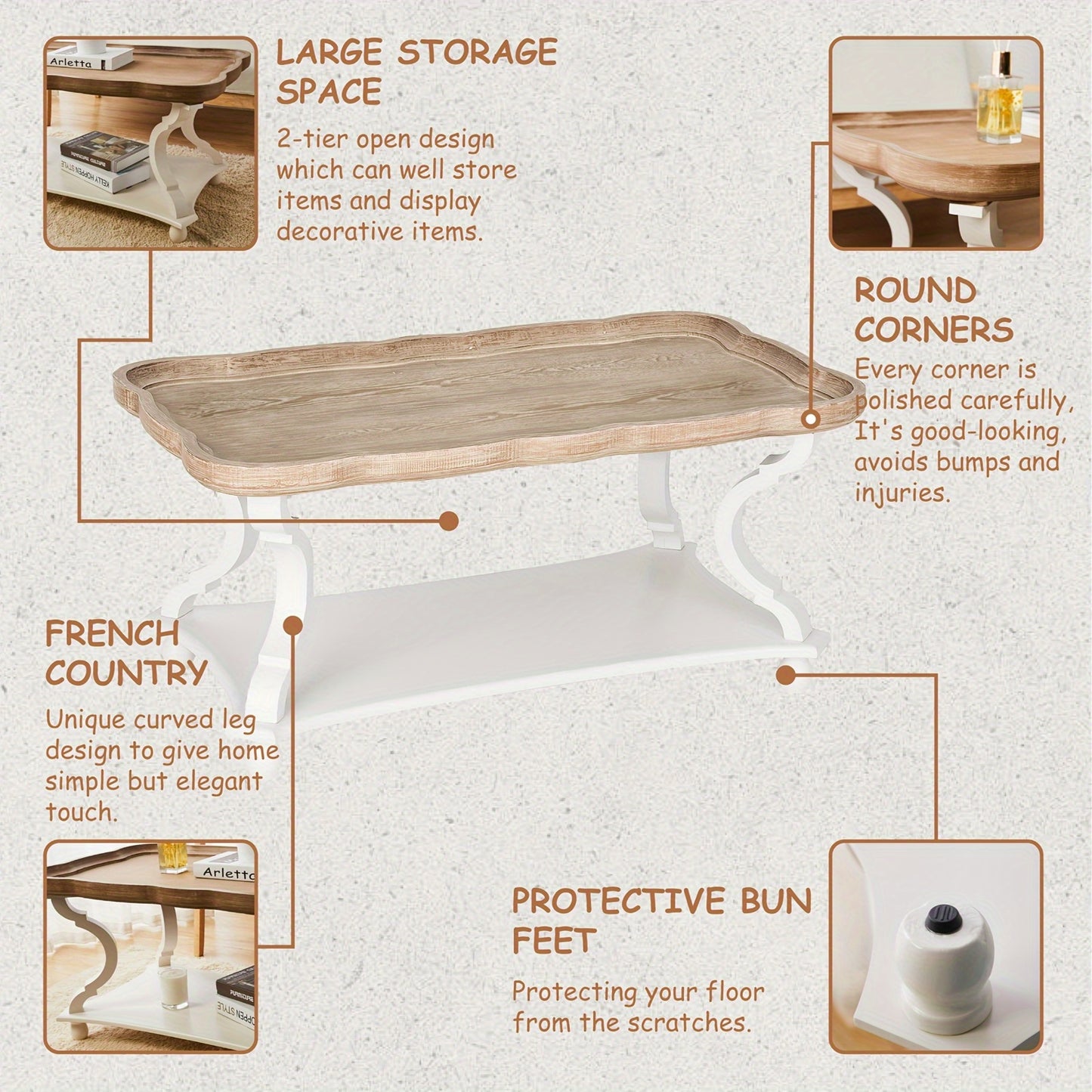Rustic Farmhouse Cottage Coffee Table