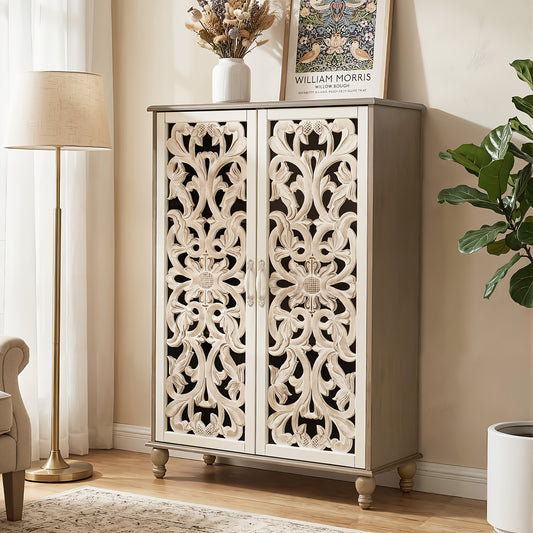47.6"H Tall Cabinet Sideboard, Coffee Bar with 2 Doors, Featuring Cabinet with Adjustable Shelves; Suitable for in Kitchens, Dining Rooms Or Hallways