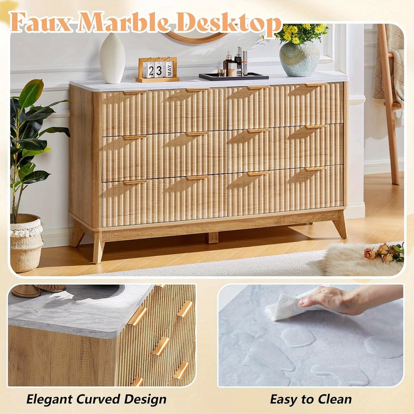 Fluted Bedroom Storage Set – Dresser & Tall Chest (2-Piece Set)