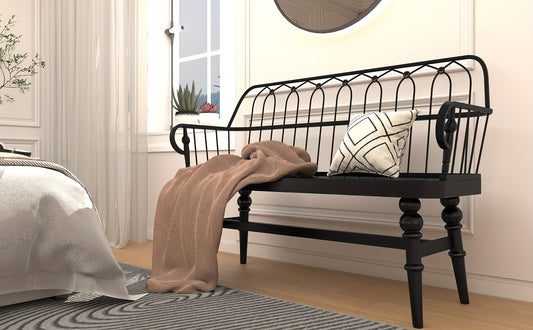 Farmhouse Spindle Back Wooden Bench