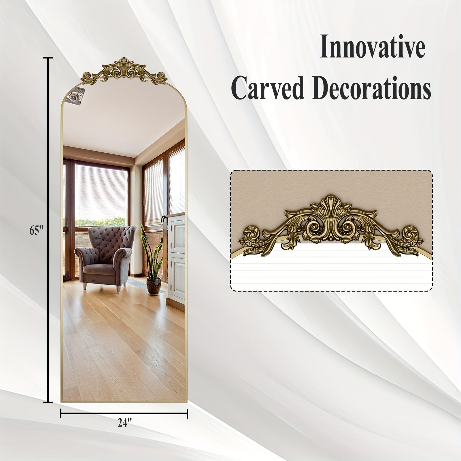 Havenwood Antique Decorative Mirror – Polished Aluminum Frame”