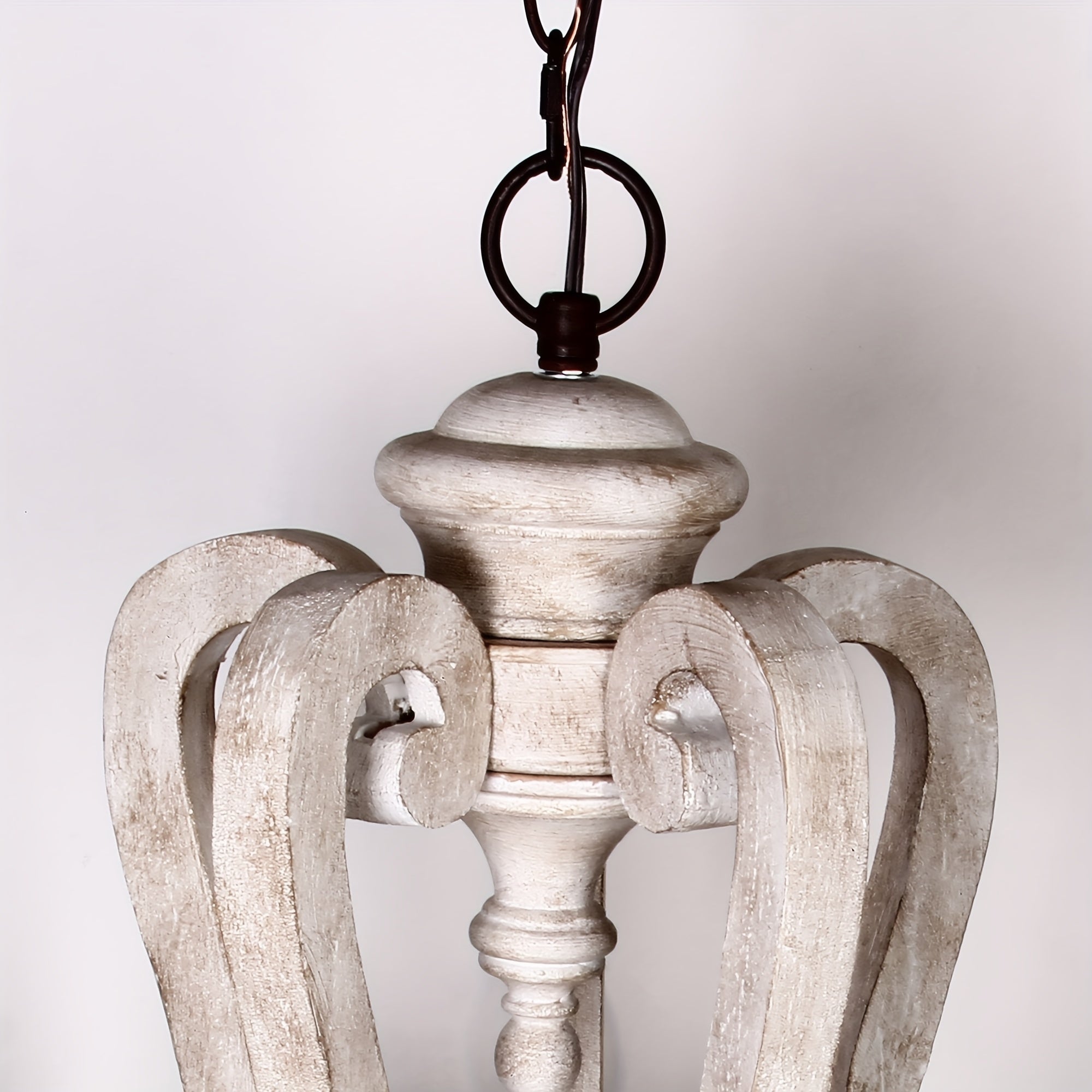 5-Light Antique White Farmhouse Dry rated Chandelier