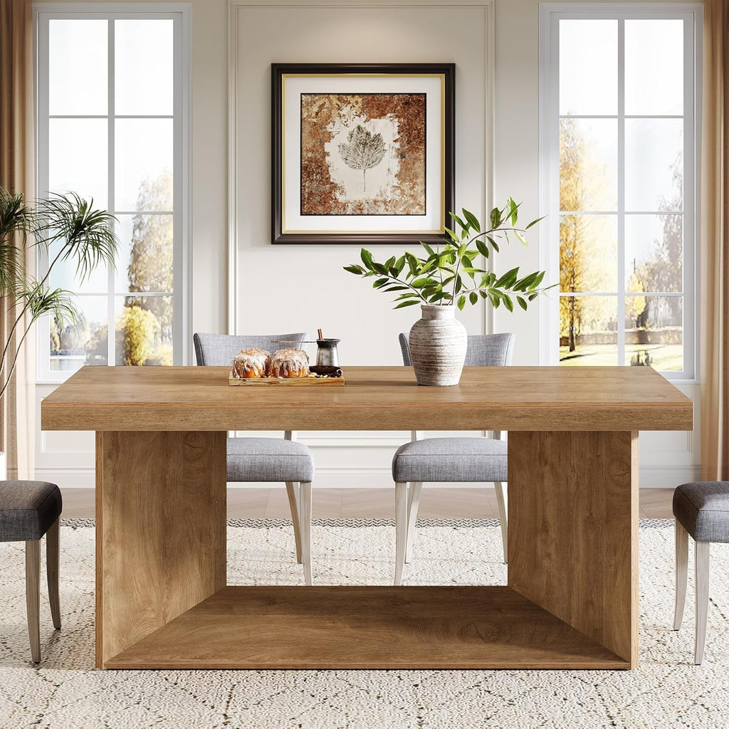 Hawthorne Farmhouse Dining Table – 63” Rustic Brown