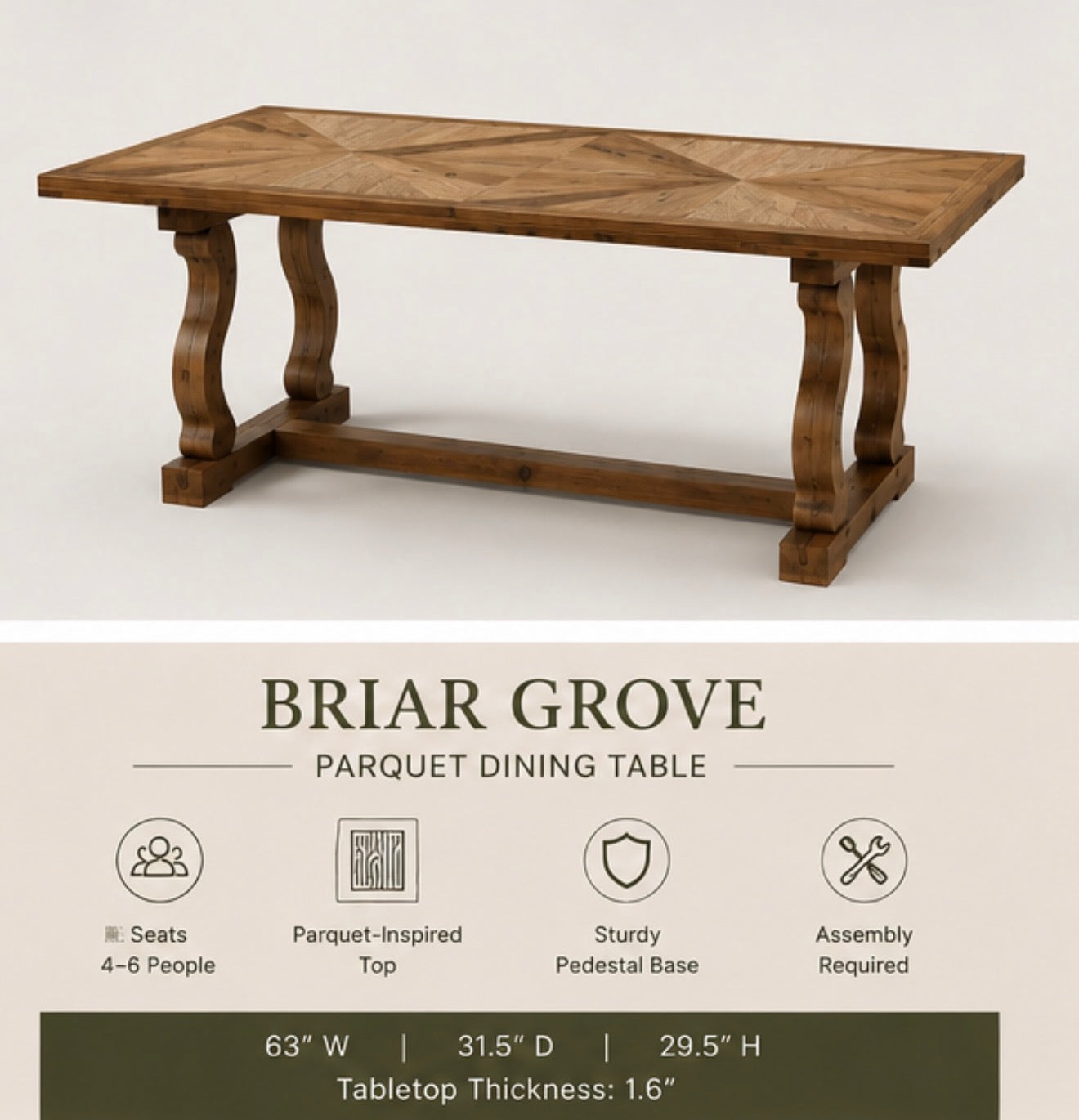 Briar Grove Parquet Dining Table
