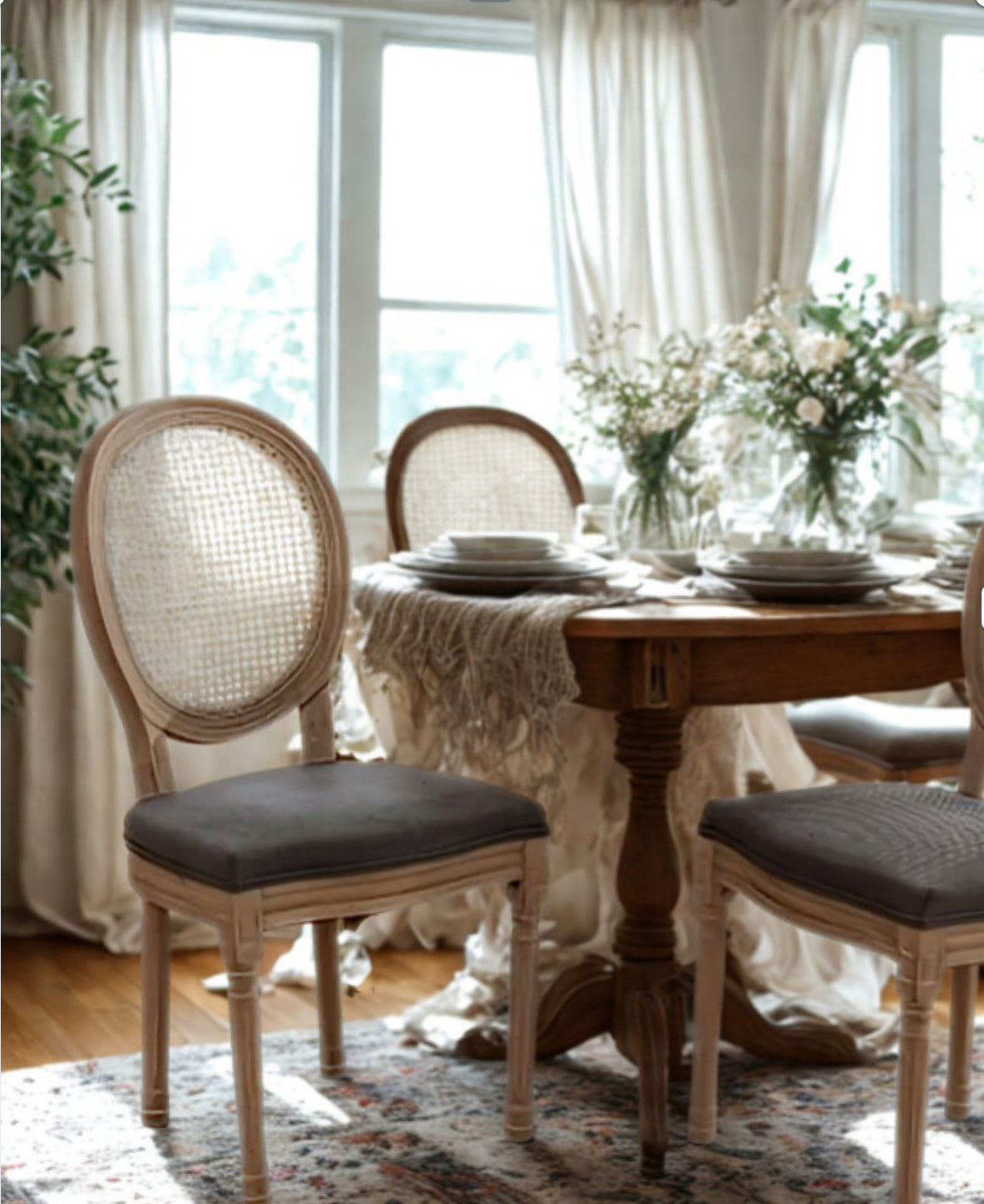 Rattan Back Dining Chairs — Solid Wood & Natural Cane

(Sets of 2, 4, 6 & More)