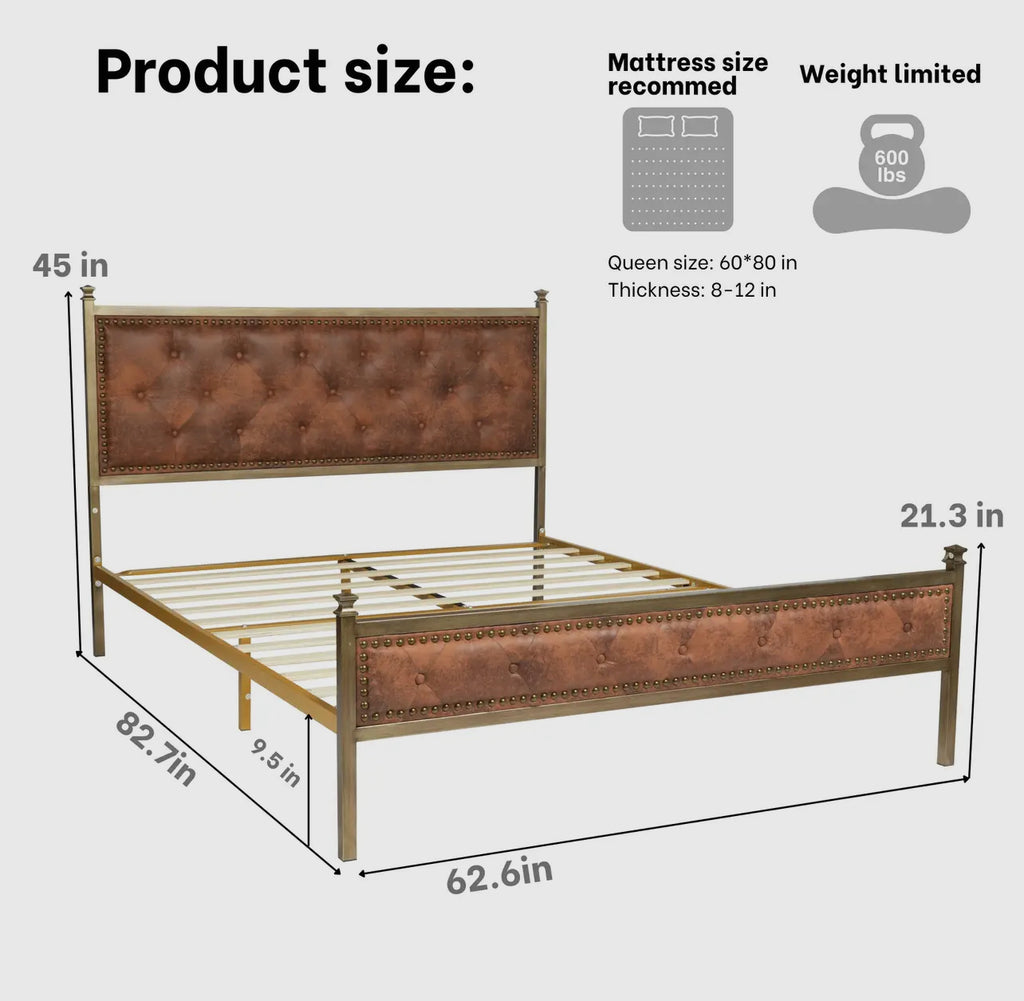 Urban glam tufted Queen size platform bed