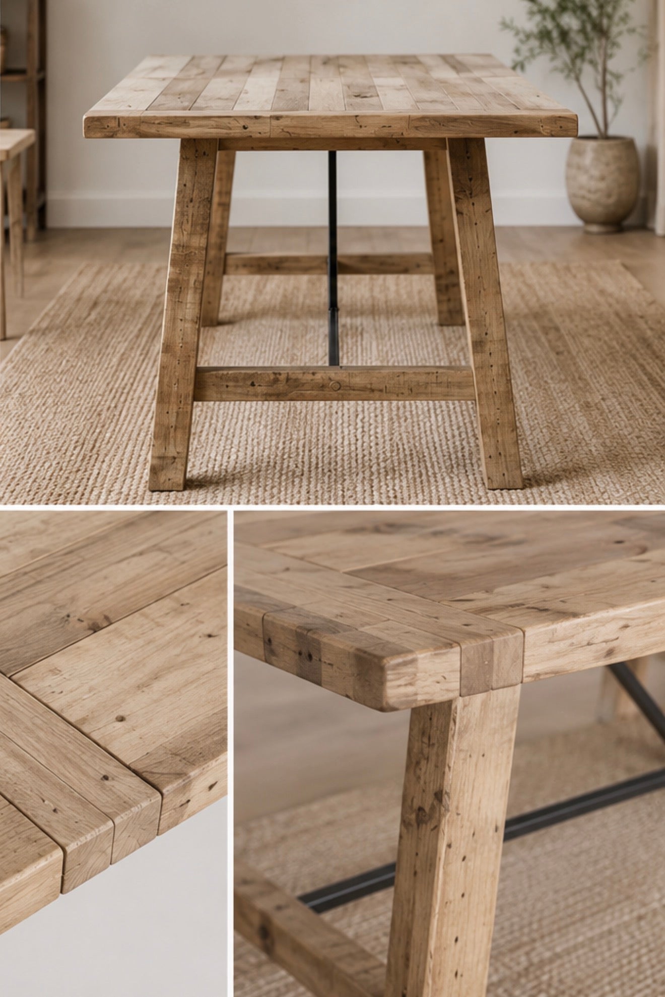 Sonoma 72” Solid Wood Farmhouse Dining Table