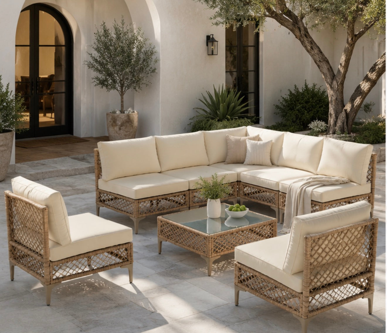 Capri Coast 7-Piece Outdoor Wicker Sectional & Conversation Set