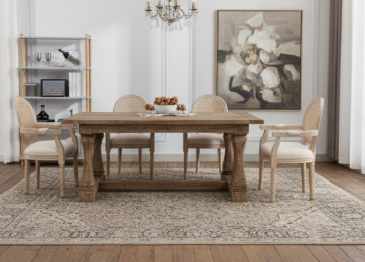 Rattan Cane Round-Back Arm Chairs — Set of Two