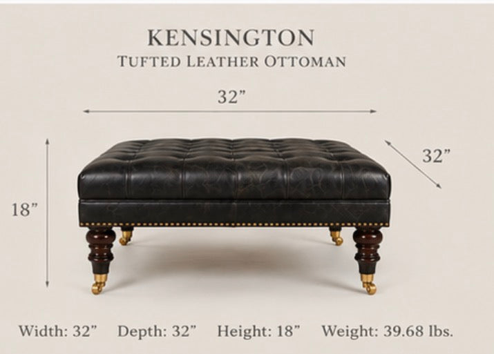 KENSINGTON TUFTED LEATHER OTTOMAN