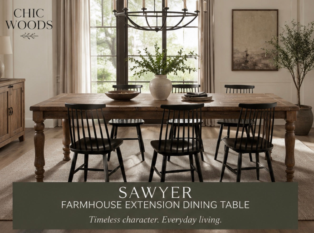 Sawyer Farmhouse Extension Dining Table