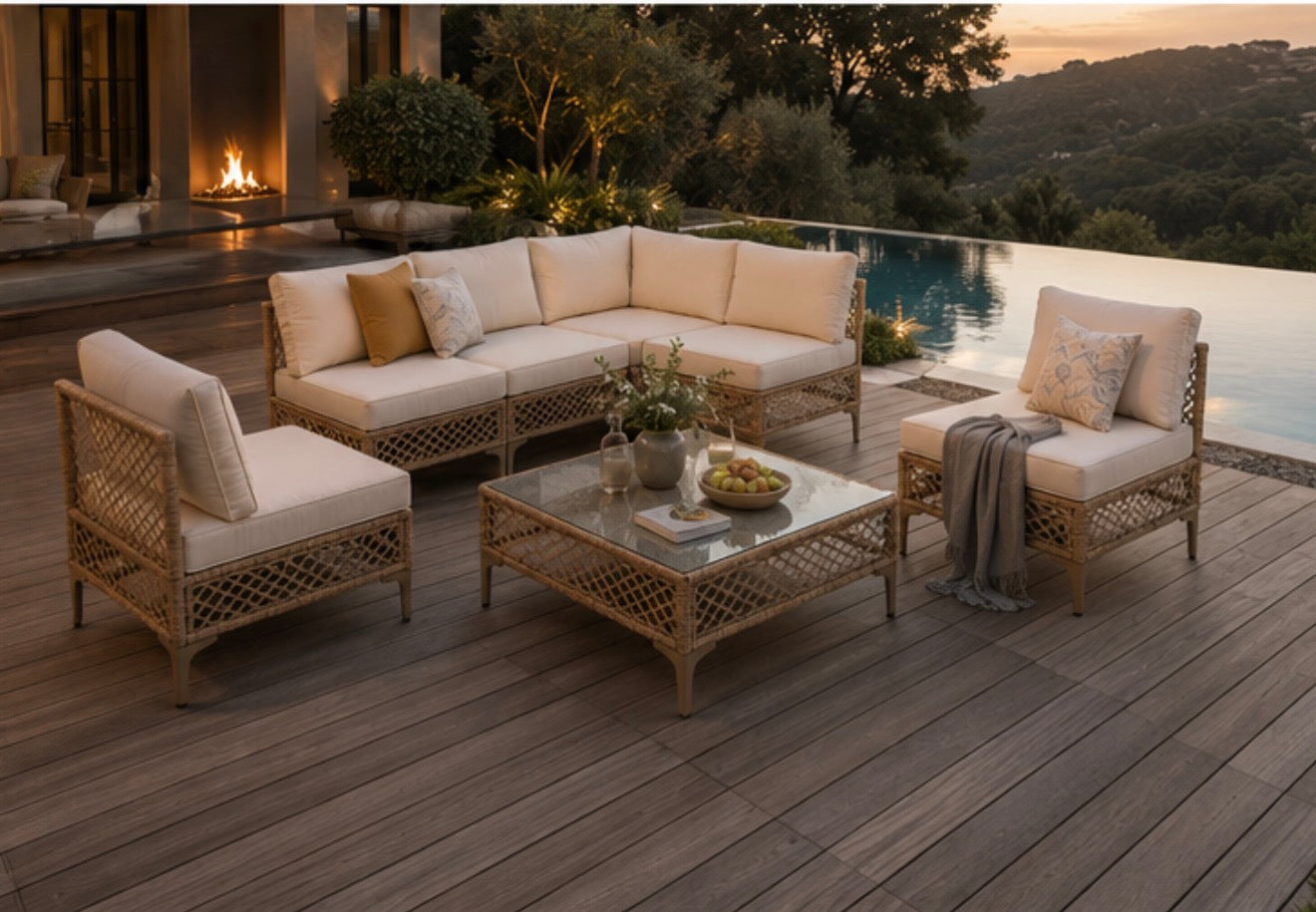 Capri Coast 7-Piece Outdoor Wicker Sectional & Conversation Set