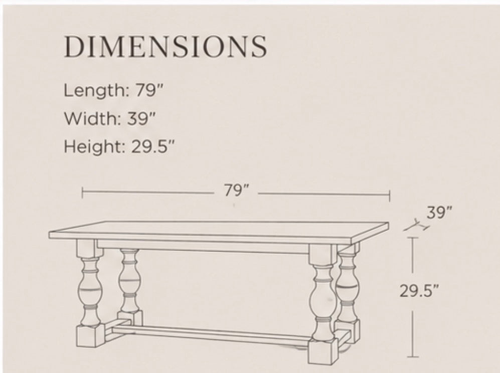 Leon Solid Wood Dining Table –