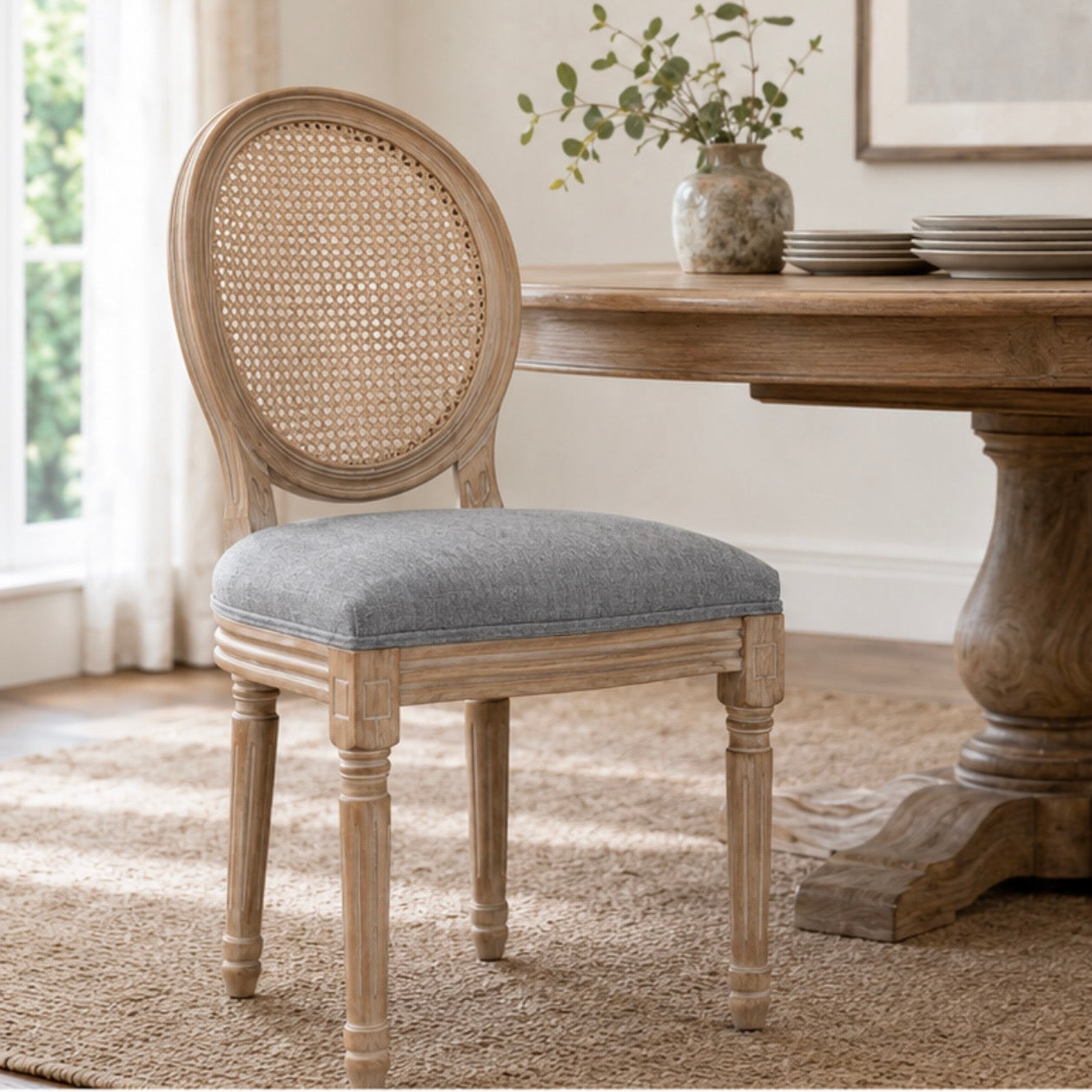 The Coletta Cane Back Dining Chairs – Upholstered Solid Wood Dining Chairs (Sets of 2, 4 or 6)
