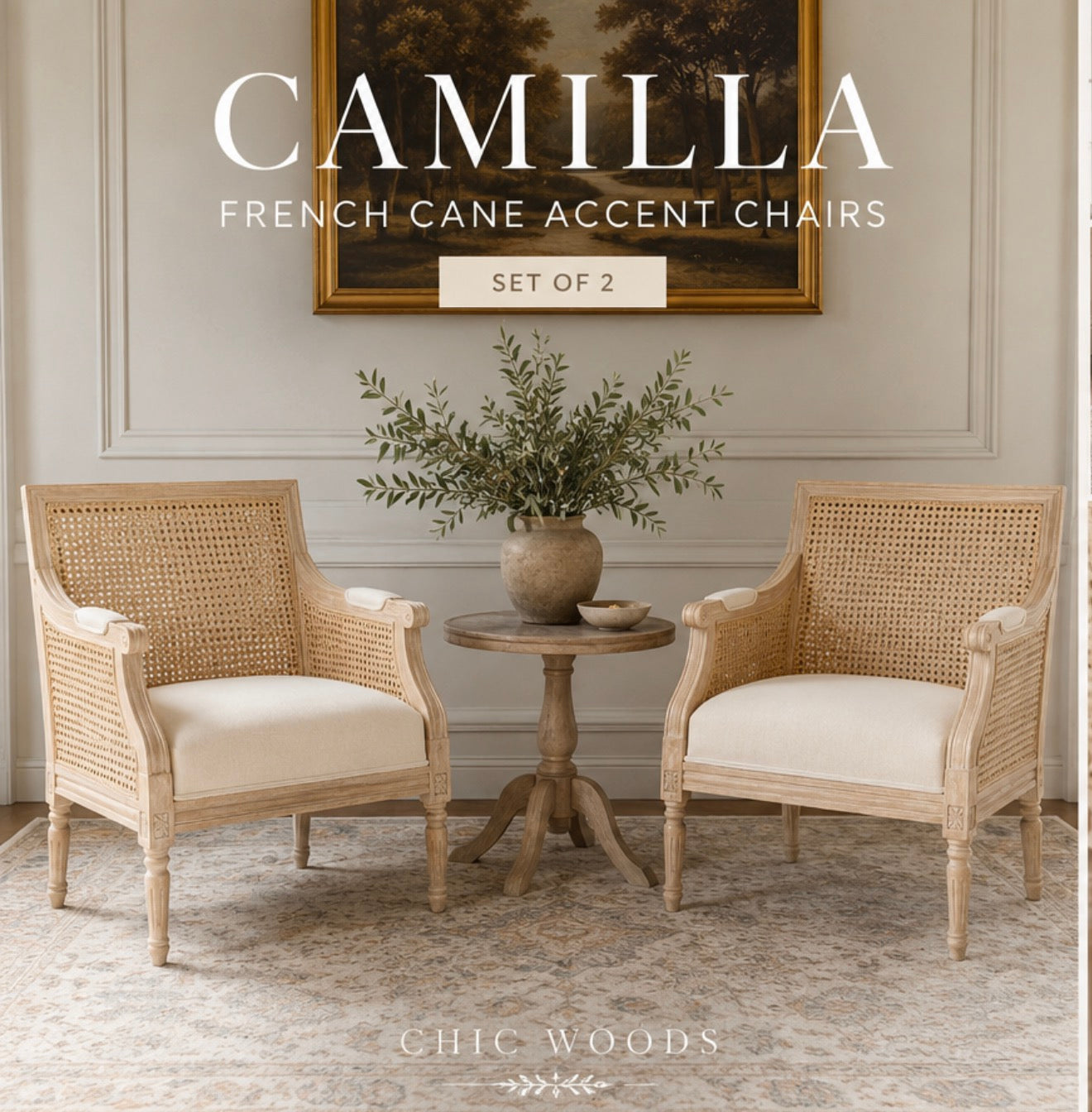 Camilla French Cane Accent Chairs | Set of 2