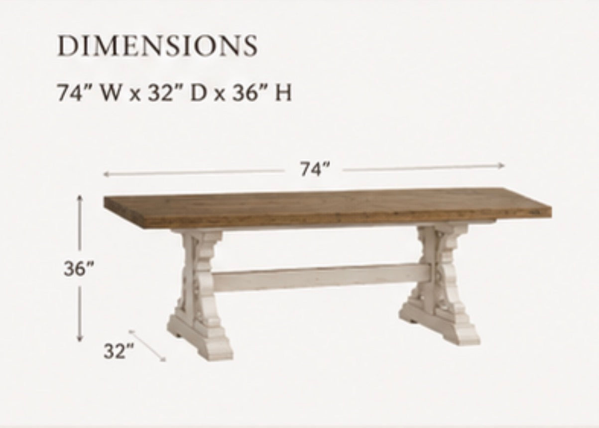 Francesca Two -Toned Trestle Dining counter height Table