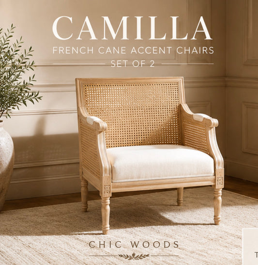 Camilla French Cane Accent Chairs | Set of 2