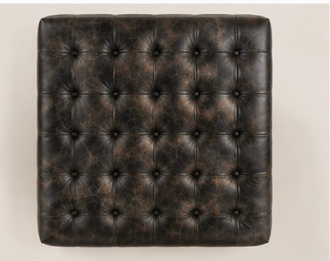 KENSINGTON TUFTED LEATHER OTTOMAN