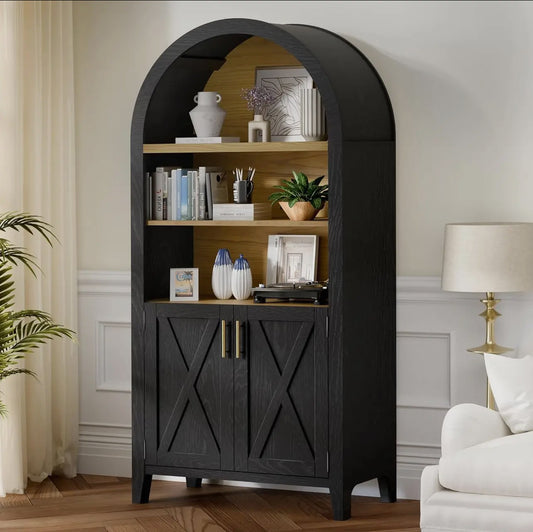Arched beechwood bookcase