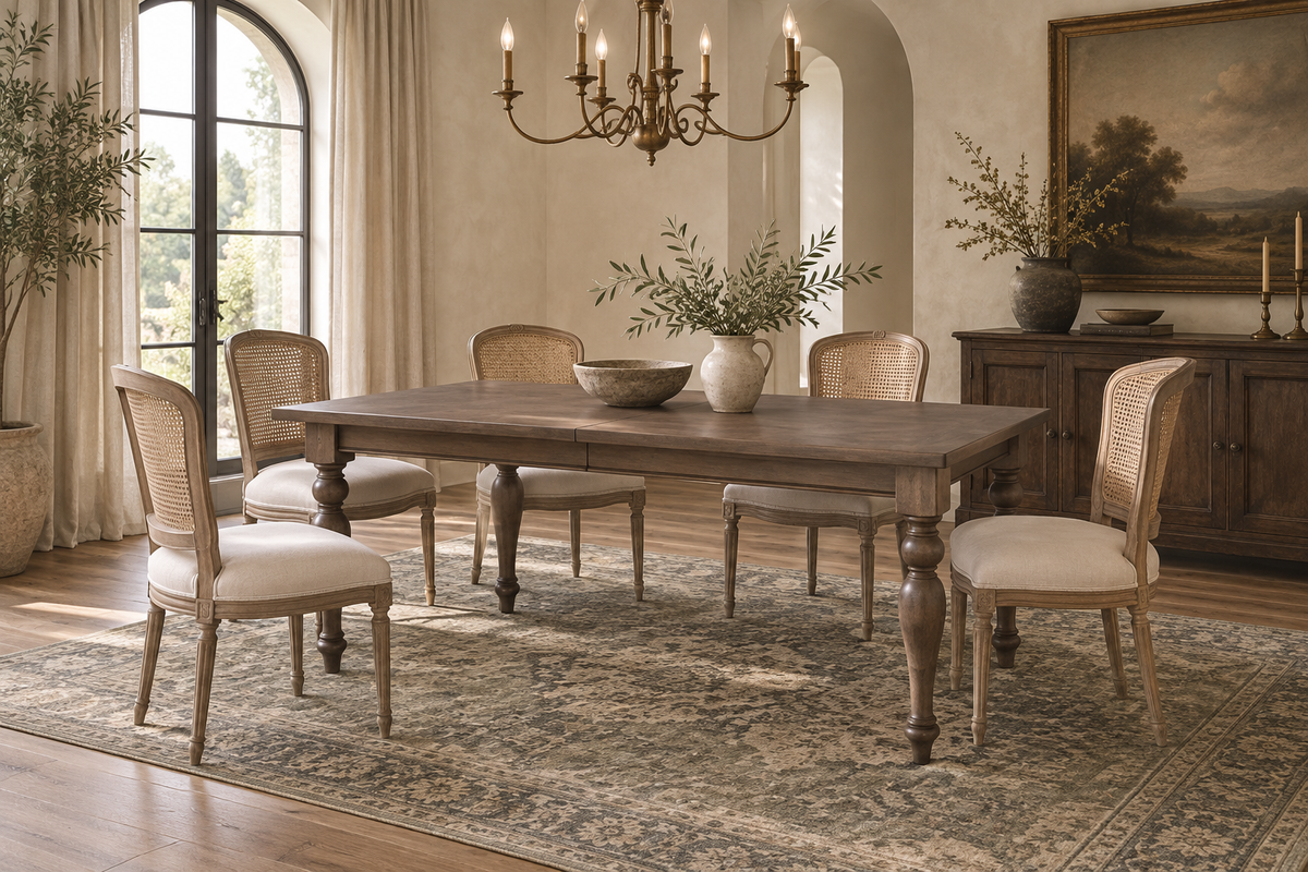 MARLOWE TURNED-LEG EXTENSION DINING TABLE