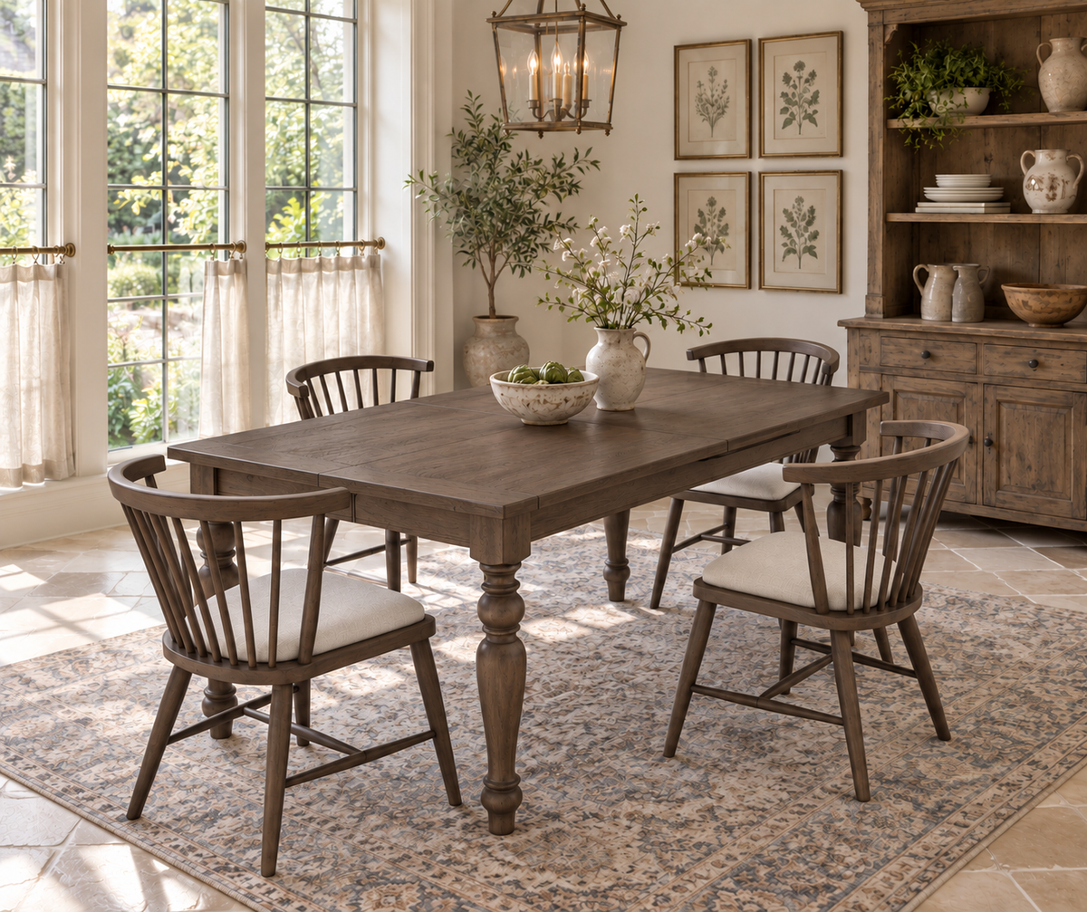 MARLOWE TURNED-LEG EXTENSION DINING TABLE
