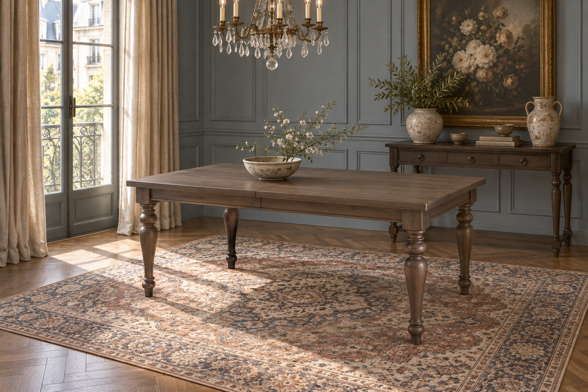 MARLOWE TURNED-LEG EXTENSION DINING TABLE