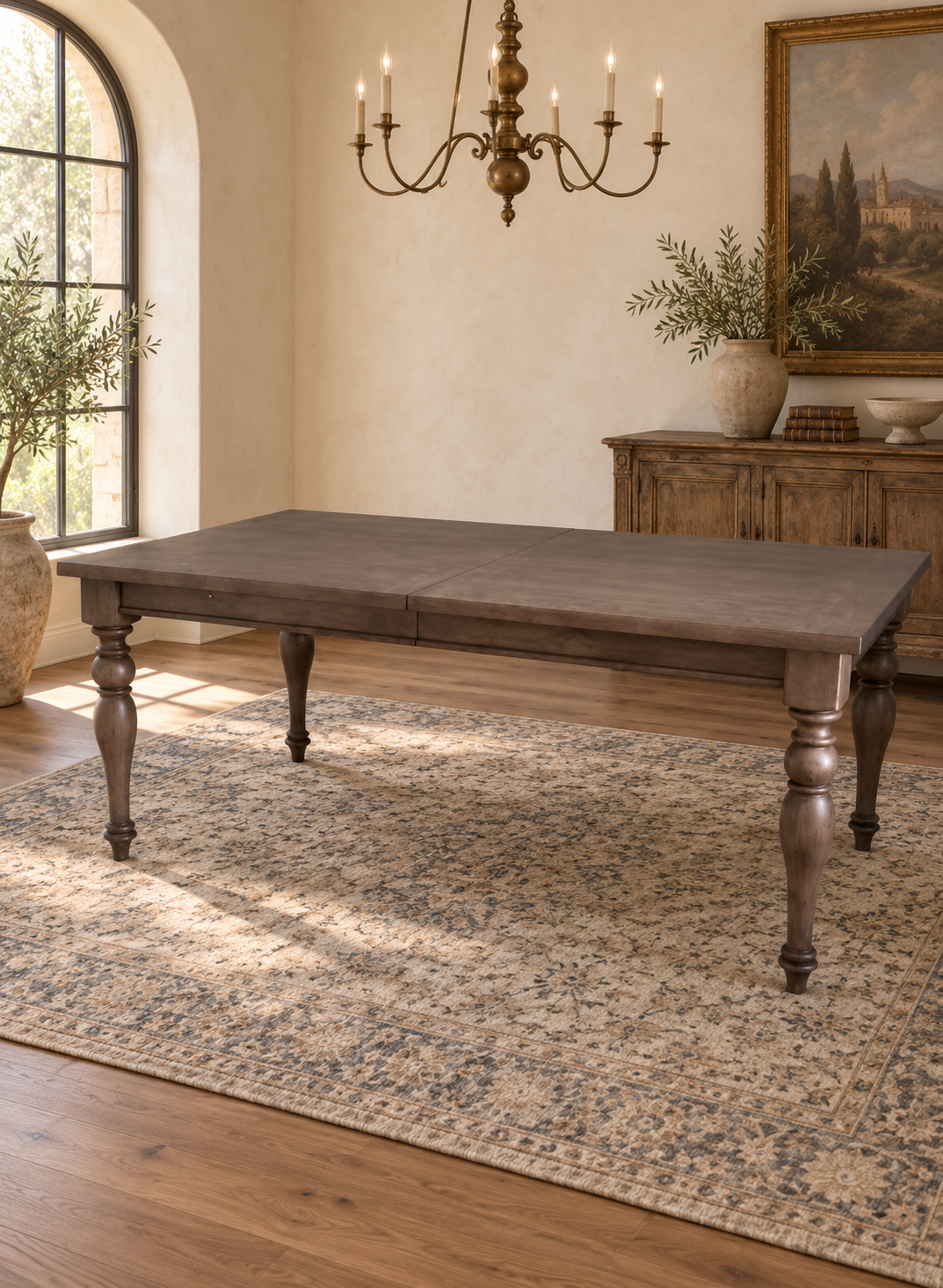 MARLOWE TURNED-LEG EXTENSION DINING TABLE