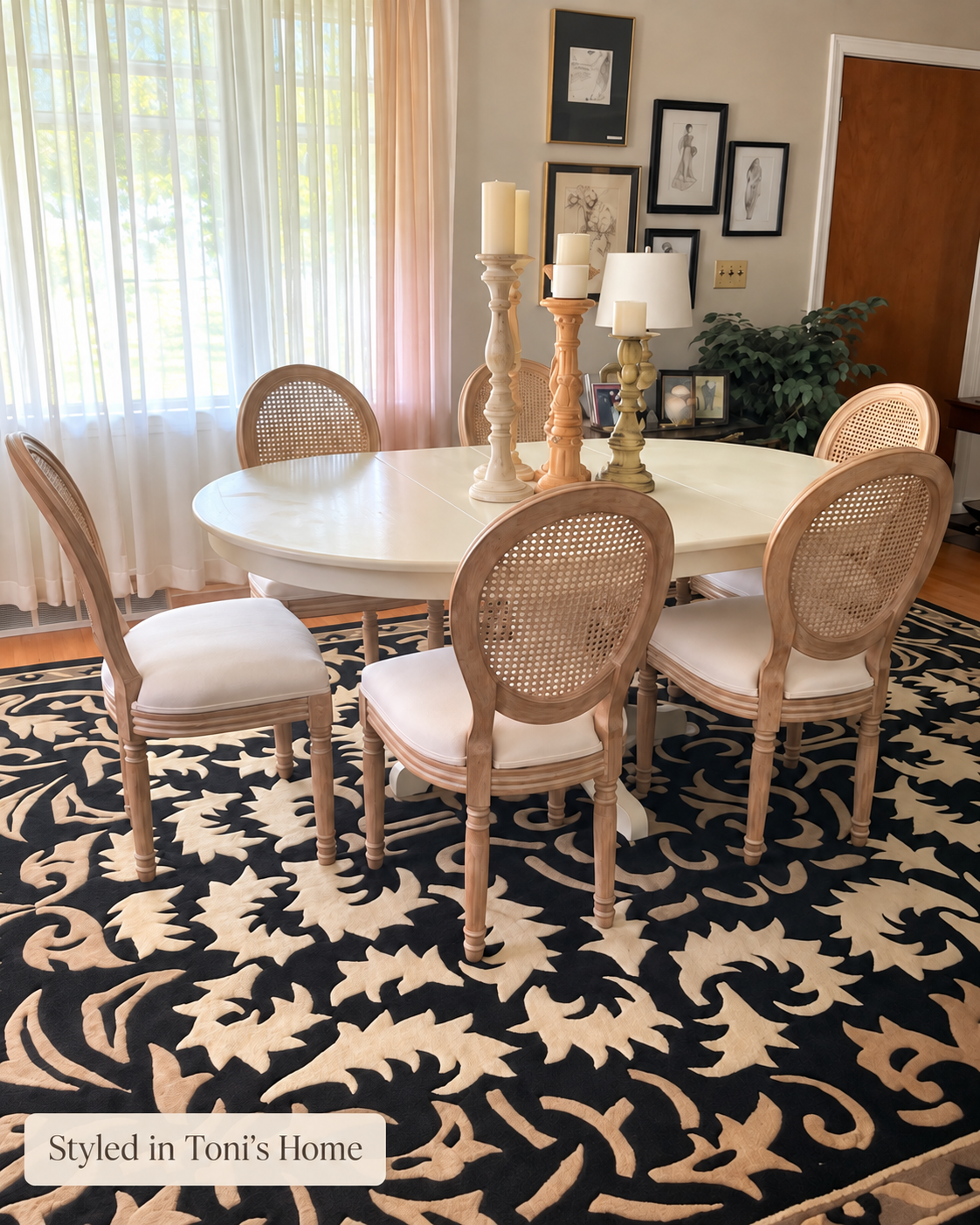 The Coletta Cane-Back Dining Chairs – Upholstered Solid Wood