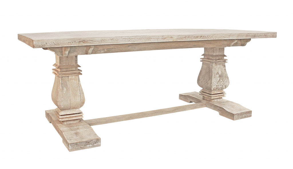 Langley Solid Mango Wood Trestle Dining Table