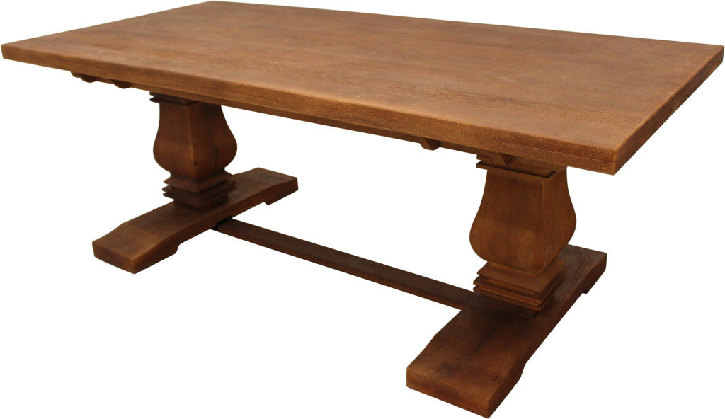 Langley Solid Mango Wood Trestle Dining Table