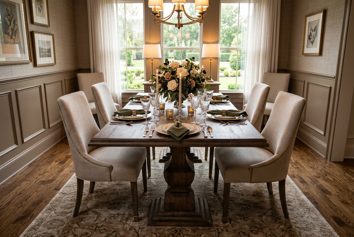 Johanna Solid Wood Double Pedestal Dining Table