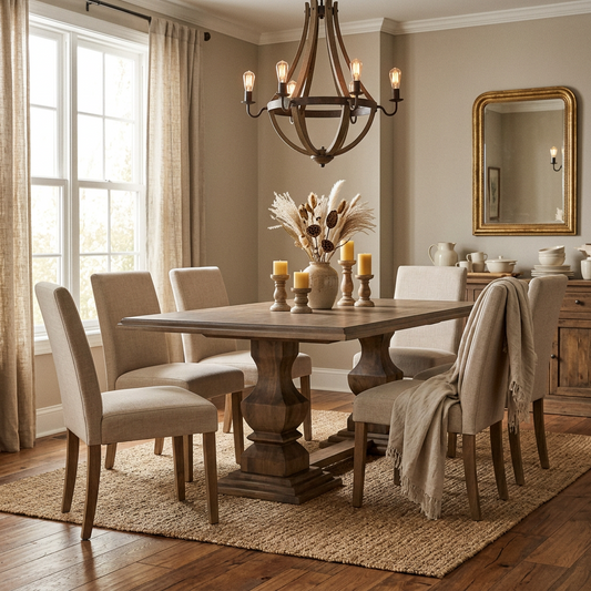 Johanna Solid Wood Double Pedestal Dining Table