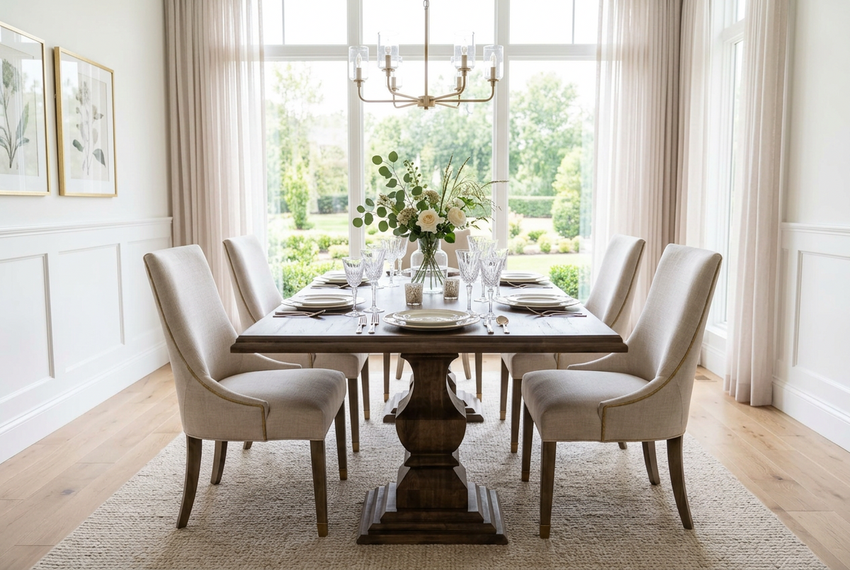 Johanna Solid Wood Double Pedestal Dining Table