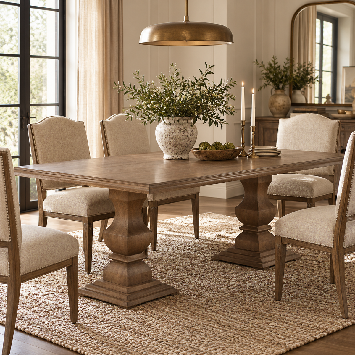 Johanna Solid Wood Double Pedestal Dining Table