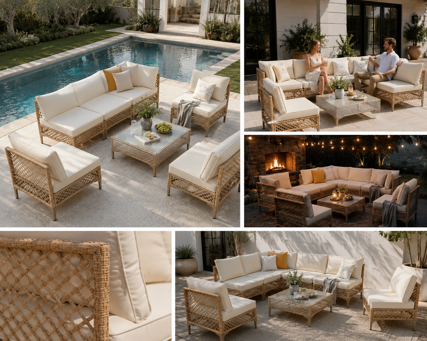 Capri Coast 7-Piece Outdoor Wicker Sectional & Conversation Set