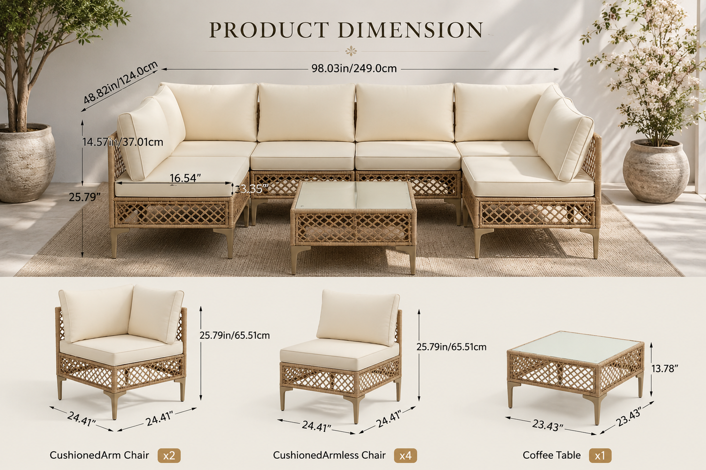 Capri Coast 7-Piece Outdoor Wicker Sectional & Conversation Set