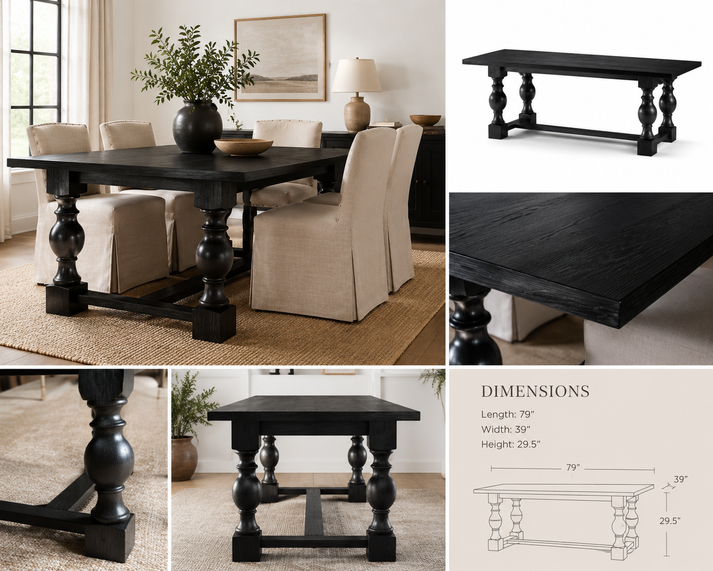 Leon Solid Wood Dining Table –