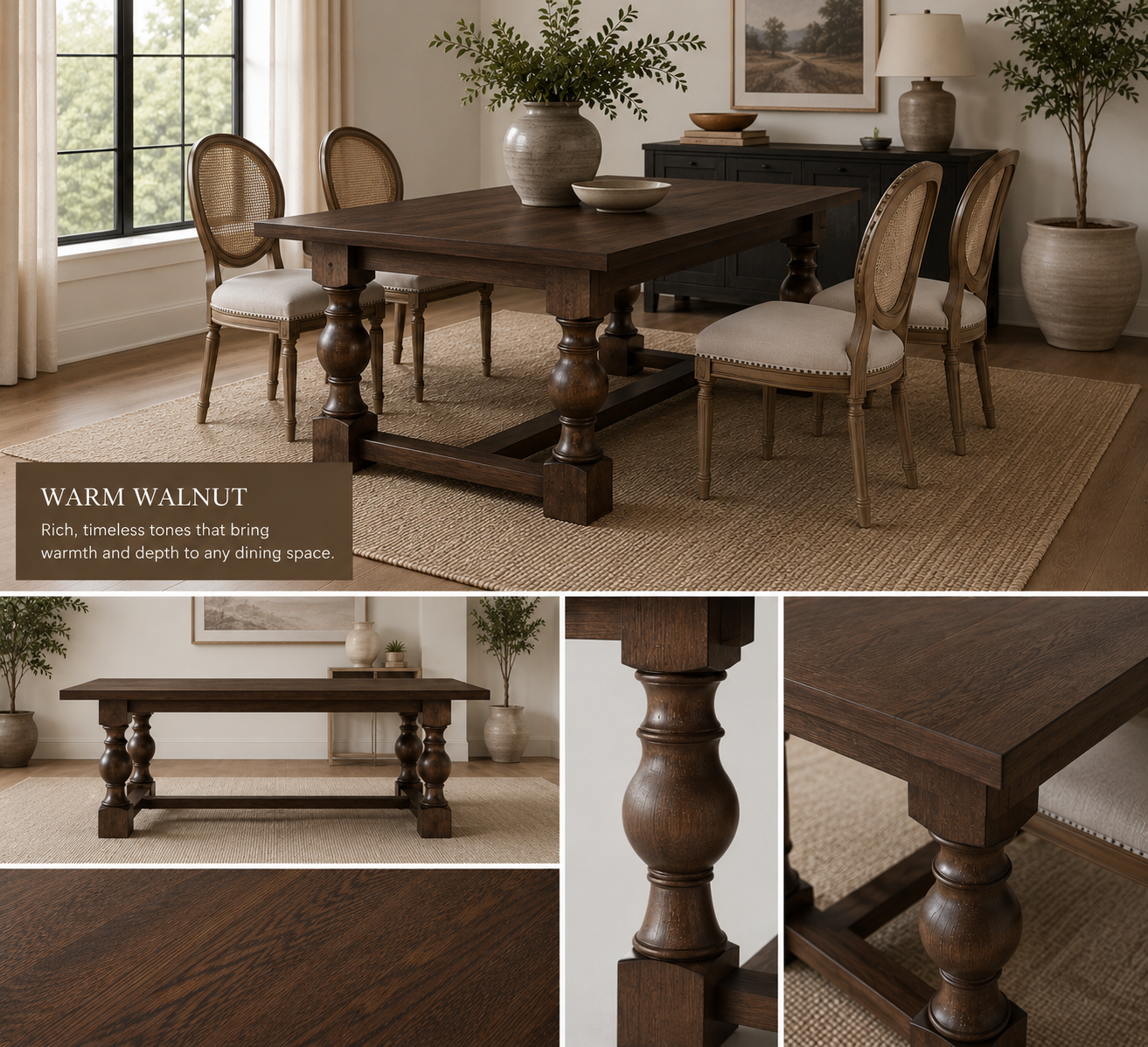 Leon Solid Wood Dining Table –