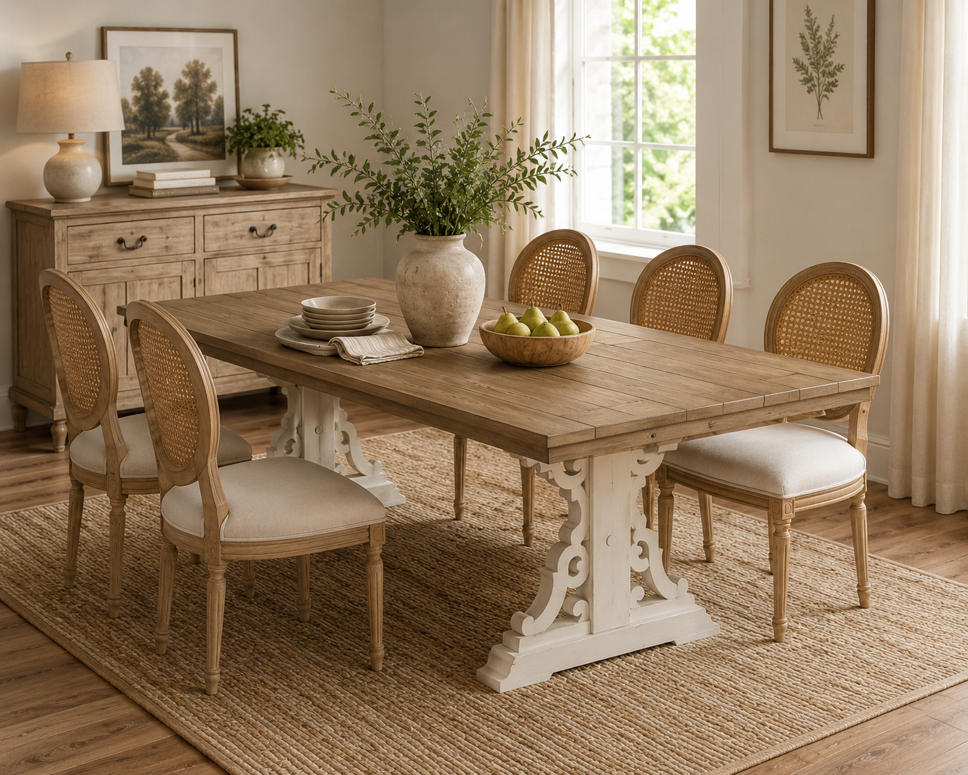 Francesca Two -Toned Trestle Dining counter height Table