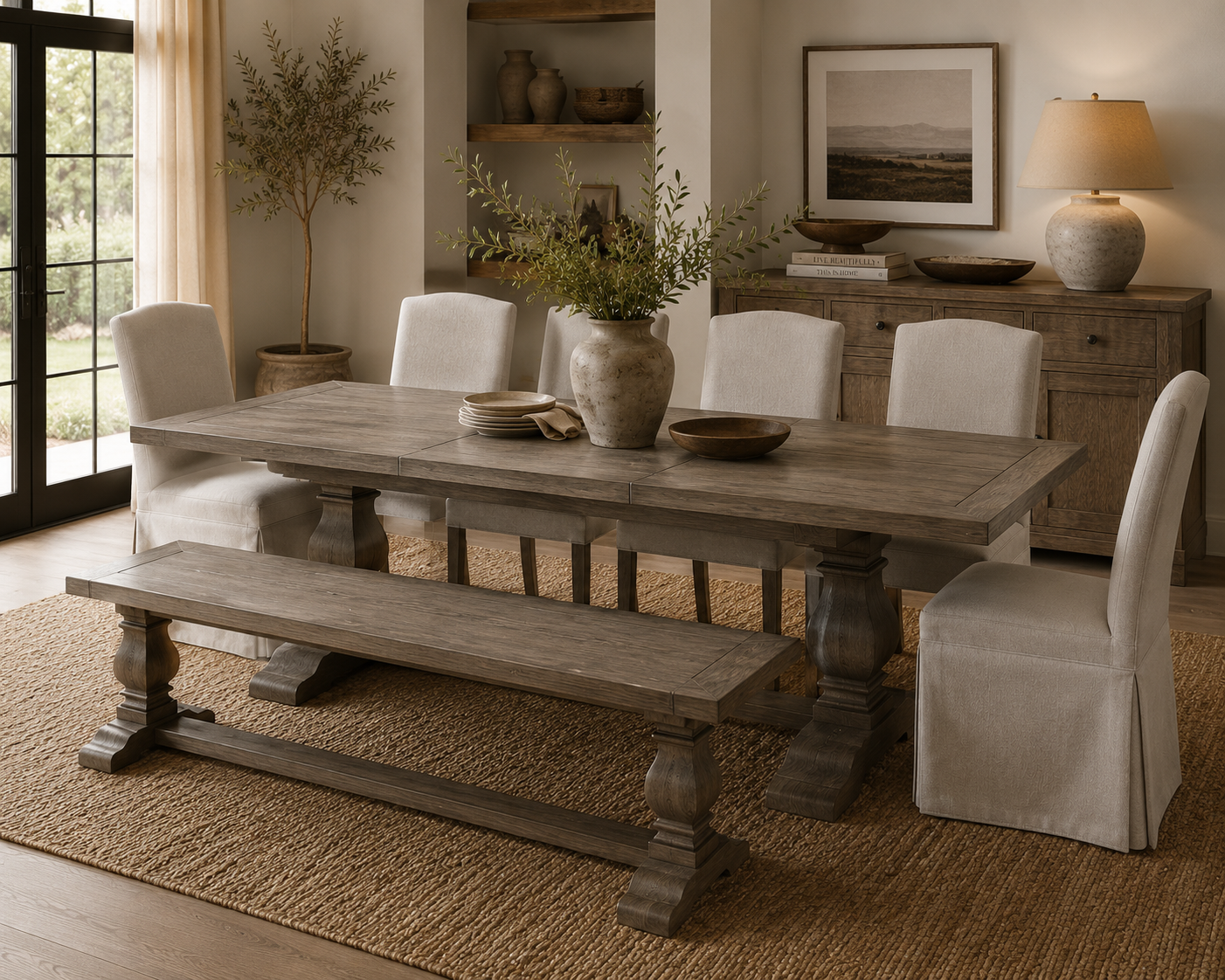 Valentina 78” Solid Wood Trestle Dining Table