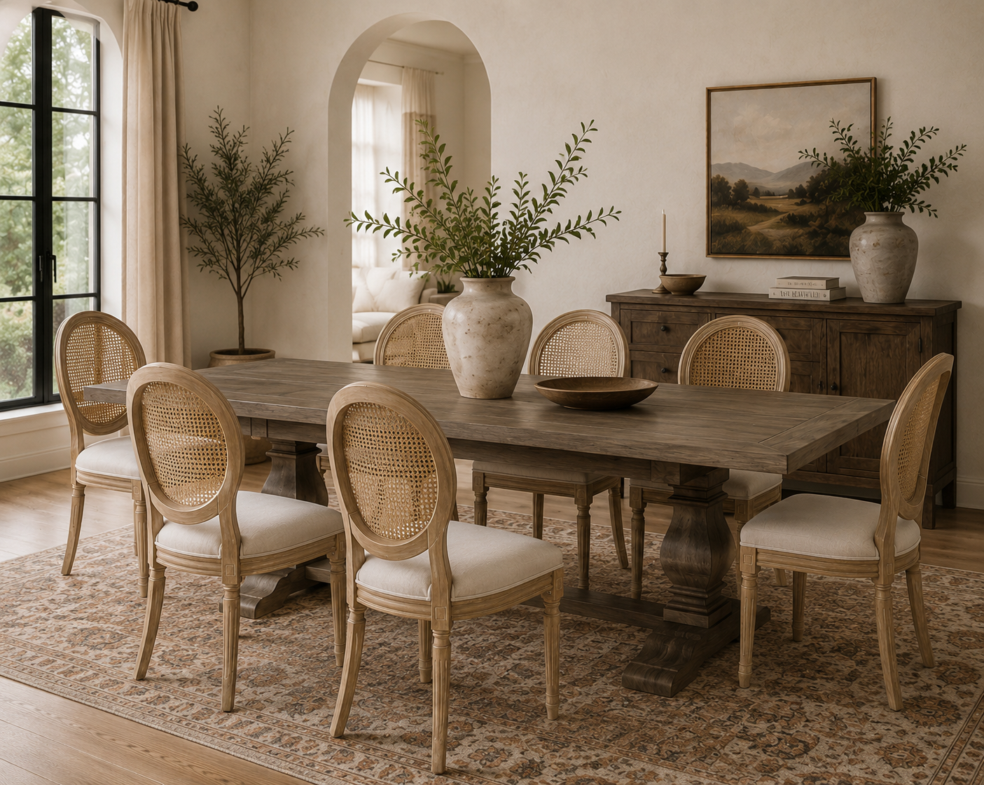 Valentina 78” Solid Wood Trestle Dining Table