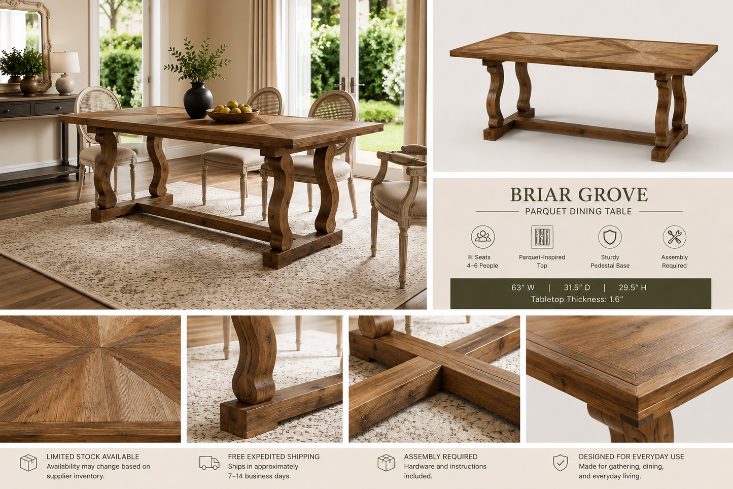 Briar Grove Parquet Dining Table