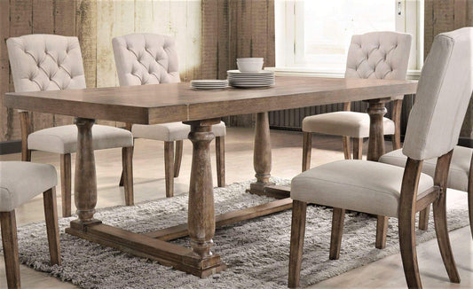 Benson Weathered Oak Dining Table - Farmhouse Charm, Expandable Design, Quick Assembly - solid wood furniture by Chic Woods