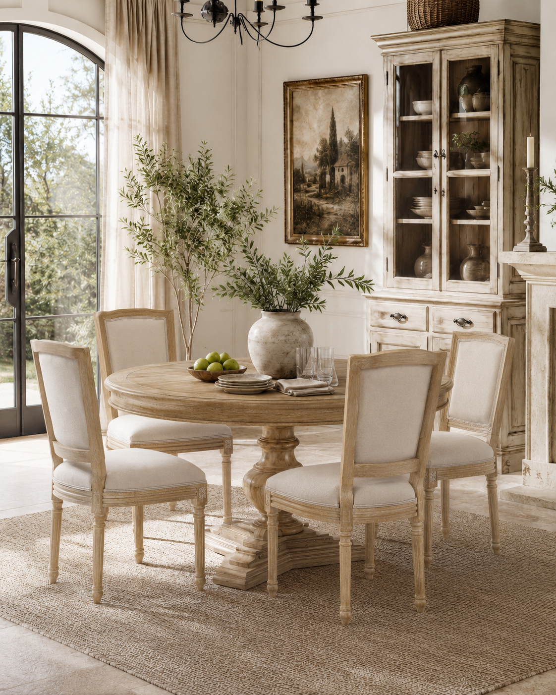 Aveline Natural Wood Upholstered Dining Chairs