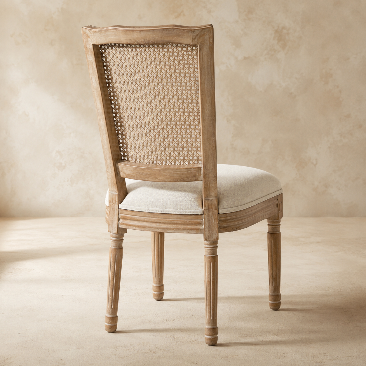 Elowen Upholstered Dining Chairs | Warm Natural Wood | Cream & Light Gray