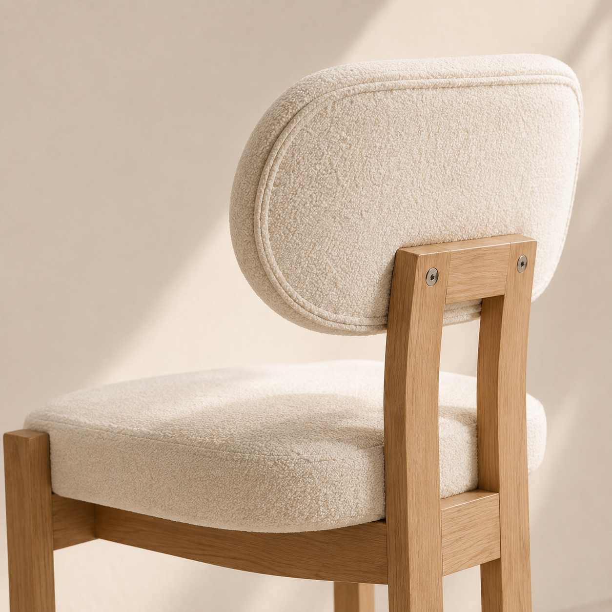 Auden Upholstered Dining Chairs – Natural Wood & Ivory